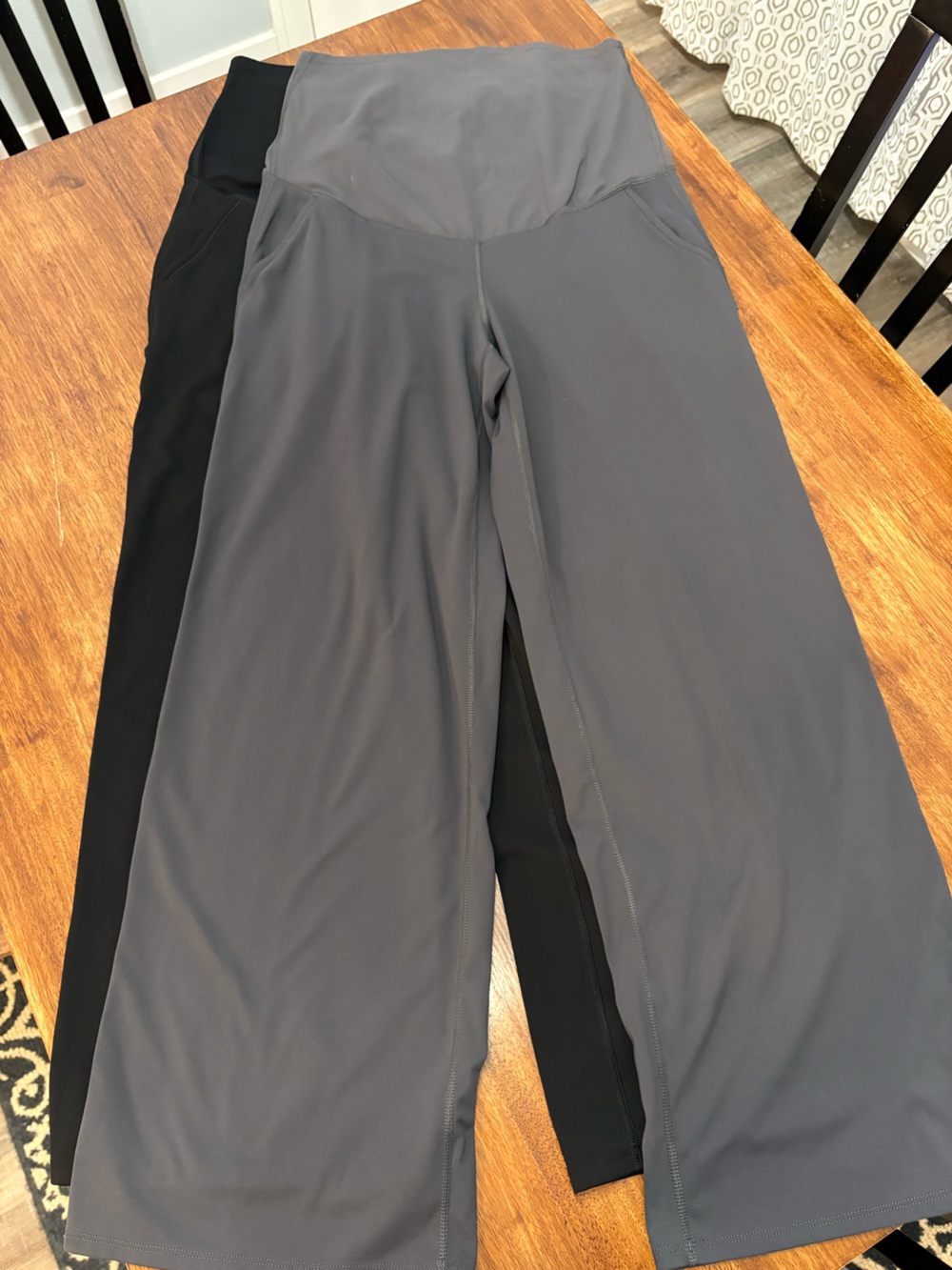 G4Free Maternity Wide Leg Womens Pants - Gray and Black